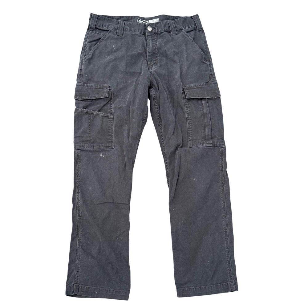 Carhartt Mens Relaxed Fit Cargo Pants 33x30 Faded Black Canvas Workwear Utility